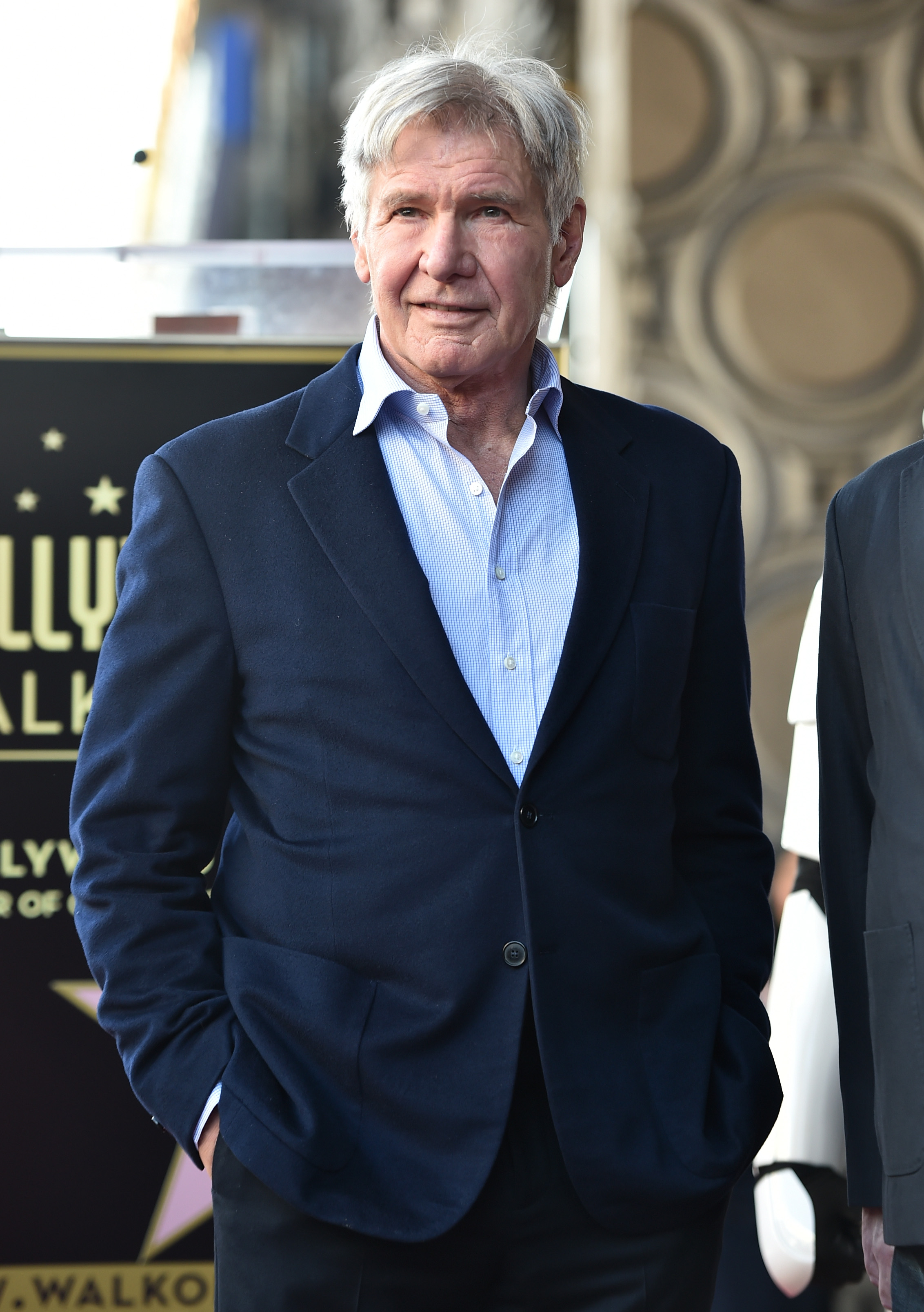 Harrison Ford at Mark Hamill's star ceremony on the Hollywood Walk of Fame in Hollywood, California on March 8, 2018 | Source: Getty Images