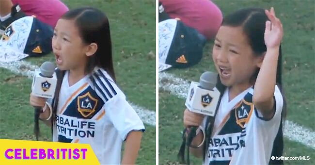 7-year-old girl wows crowd with stunning rendition of the national anthem