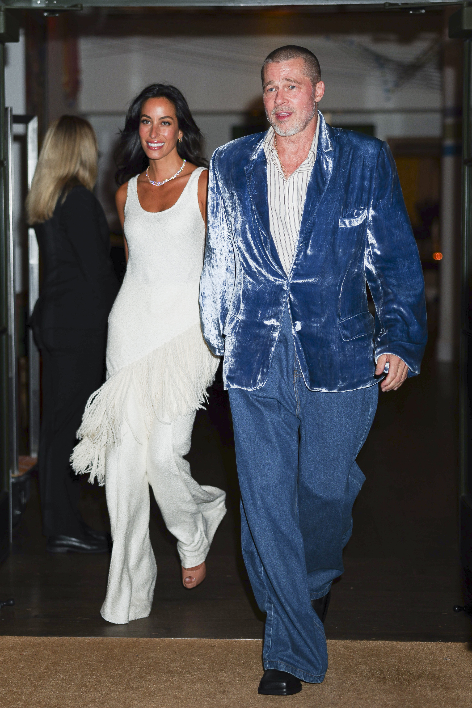 Ines de Ramon and Brad Pitt spotted out in New York City on June 14, 2025. | Source: Getty Images