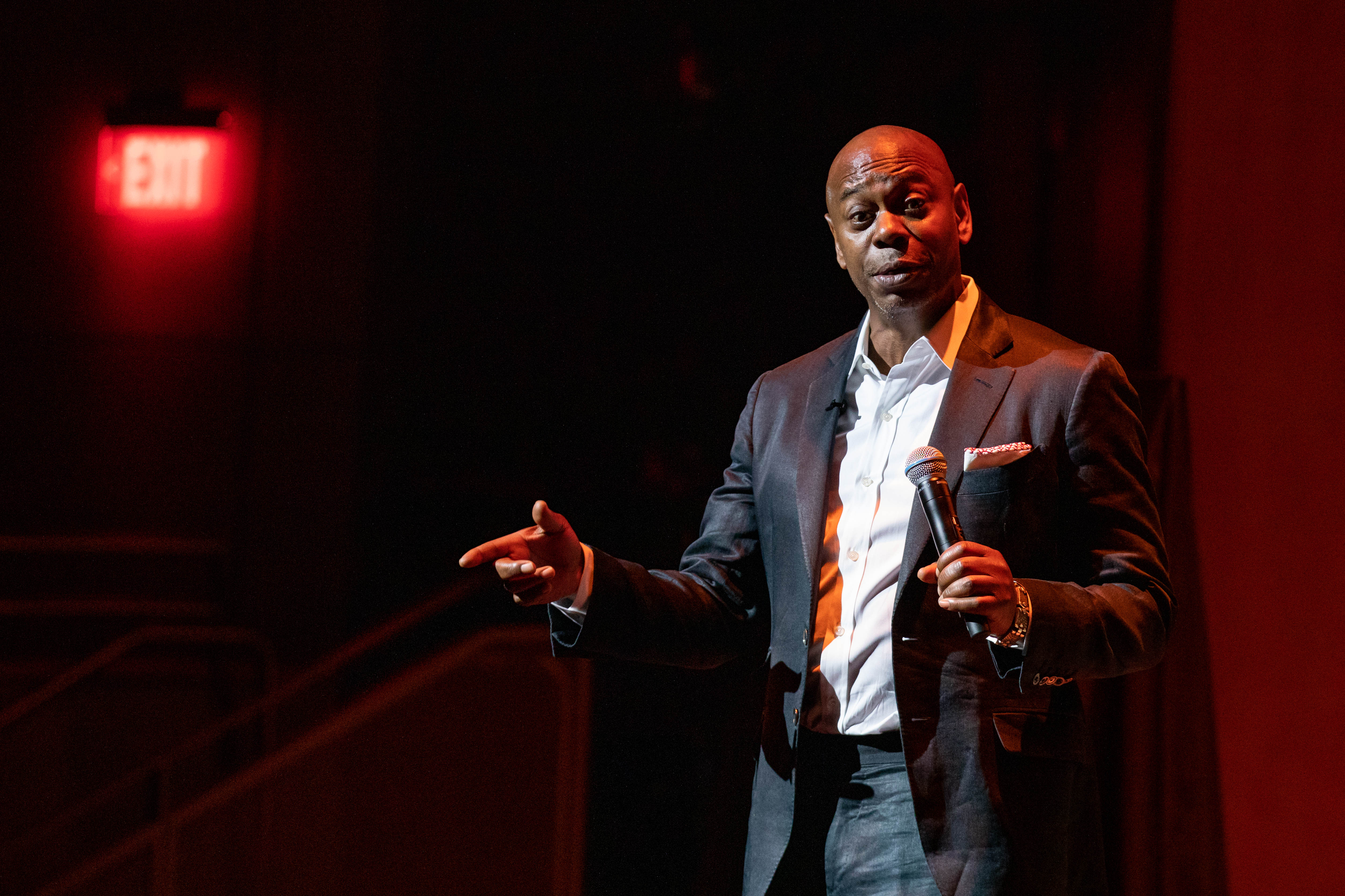 Dave Chappelle is pictured as he speaks at the dedication of the theater at the Duke Ellington School of the Arts on June 20, 2022, in Washington, D.C. | Source: Getty Imagesmages