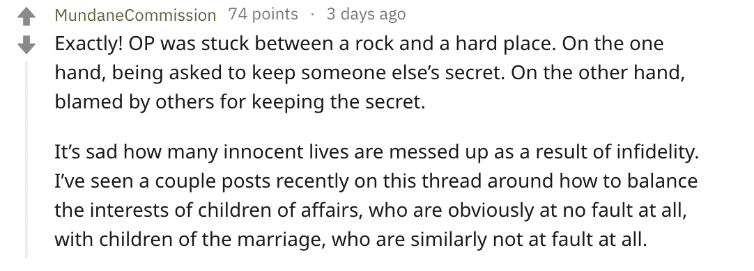 A Redditor's comment on master_secret_keeper's post. | Source:Reddit/master_secret_keeper