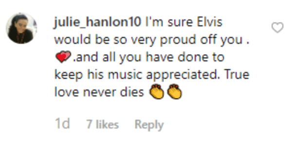 Fan’s comment on Pricilla Preseley’s post. | Source: Instagram/priscillapresley