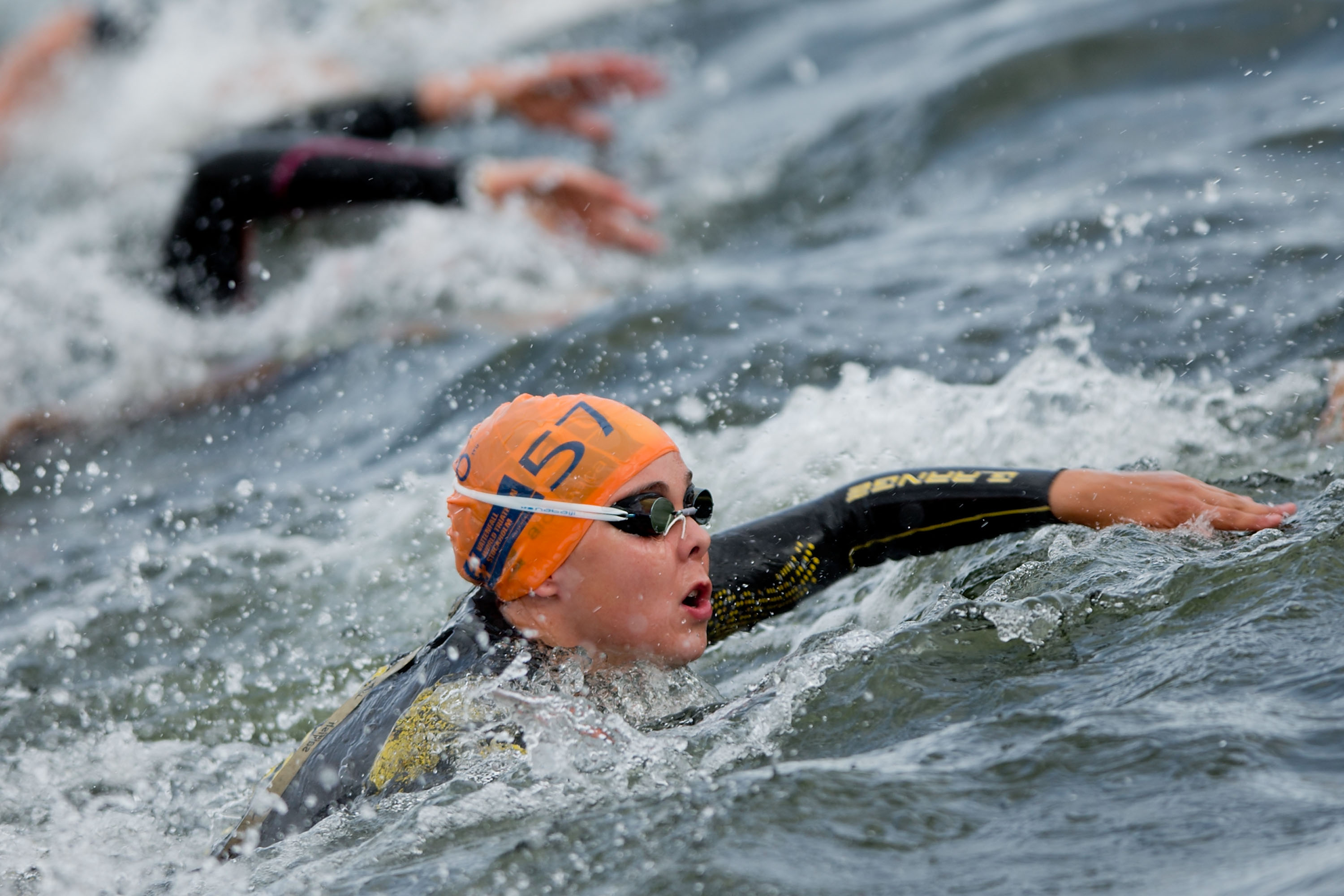 Melanie Santos competes at the Elite Woman Spring Race during the ITU World Triathlon  in Stockholm, Sweden, on August 23, 2014 | Source: Getty Images