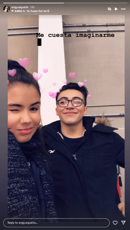 Kevin Mares and his girlfriend, Angy Argüello, from a tribute Instagram story dated August 11, 2025 | Source: Instagram/angy.arguello