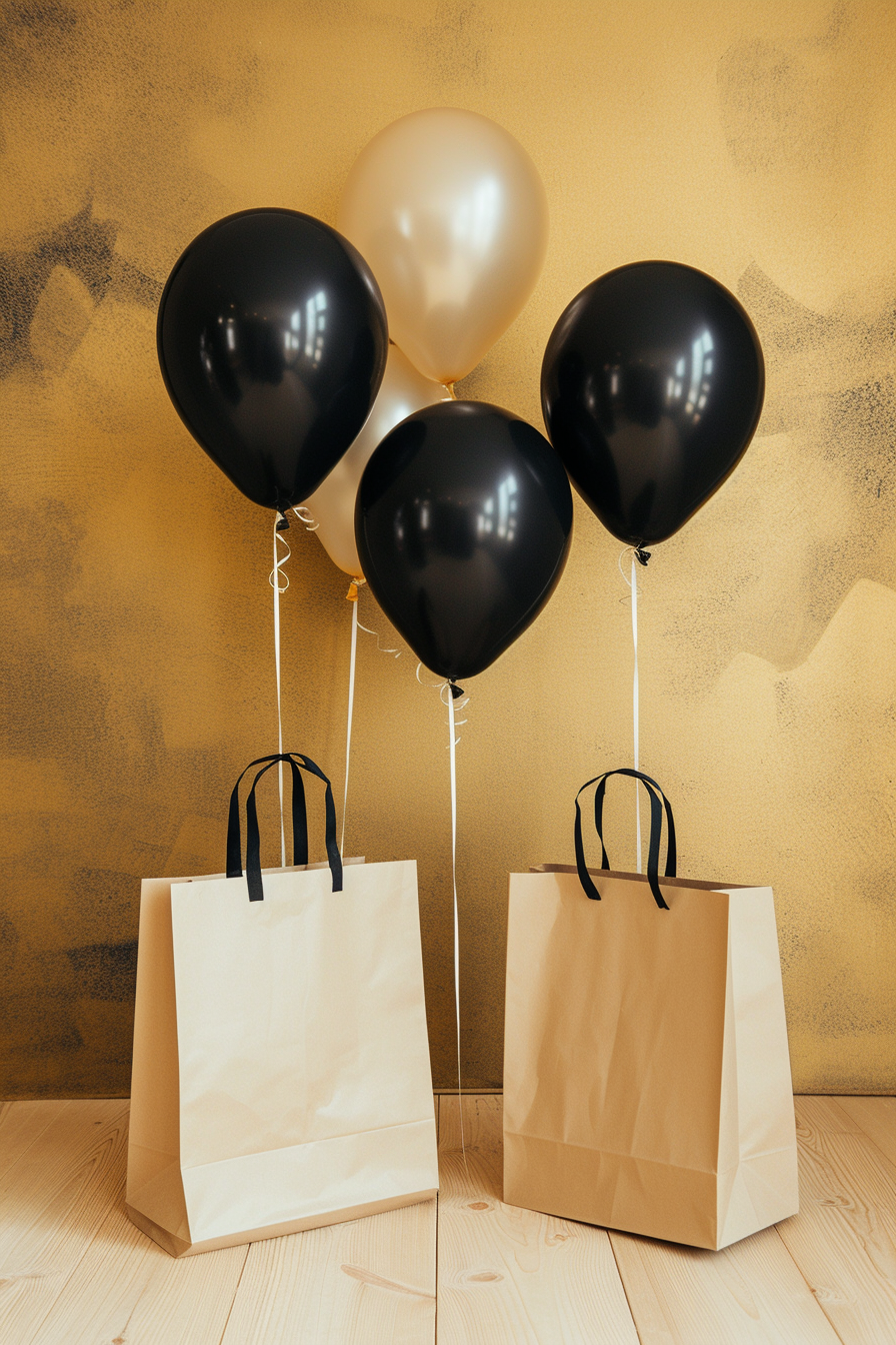 Gift bags with balloons | Source: Midjourney