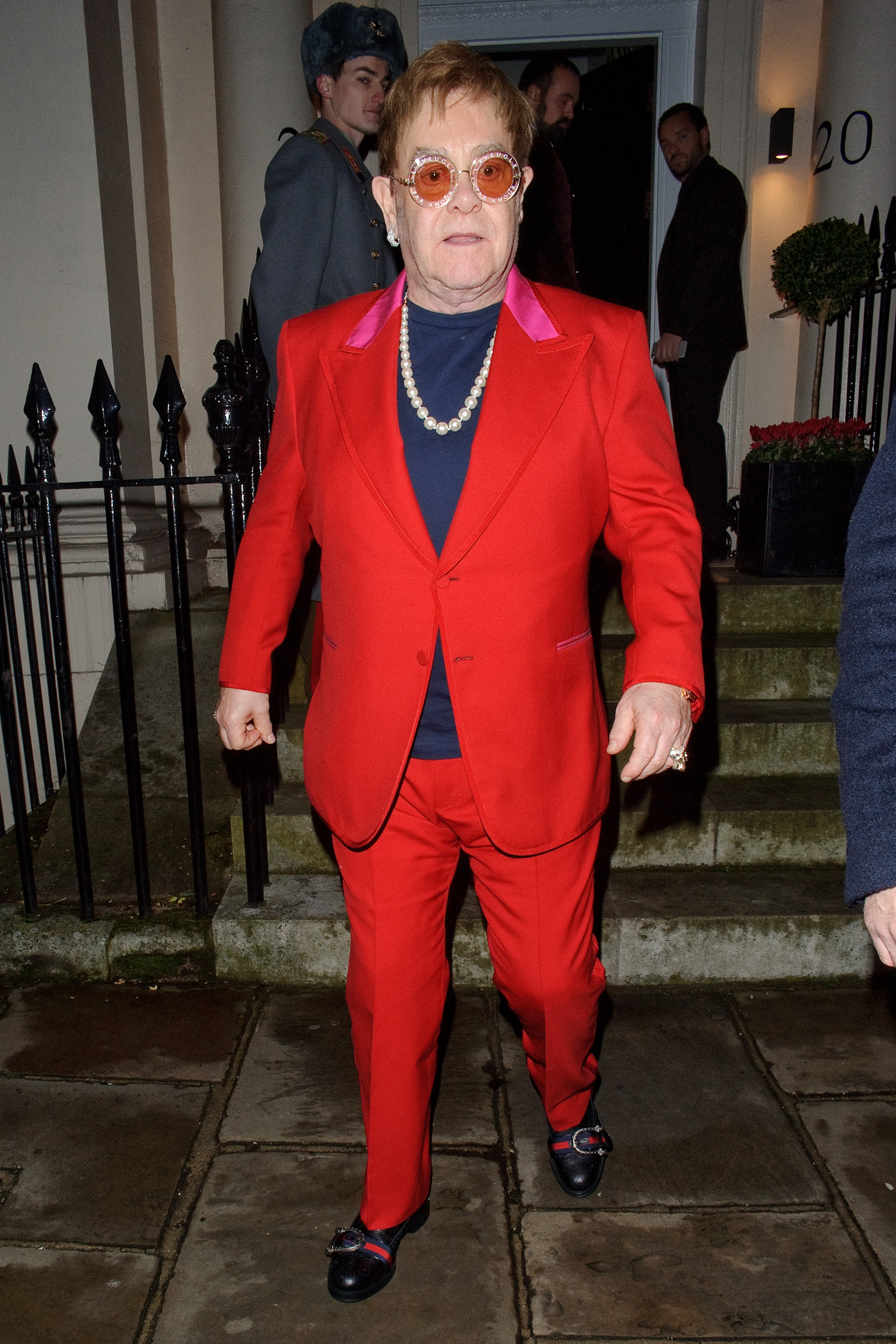 Elton John at the Evgeny Lebedev Christmas party in North London on December 15, 2017 | Source: Getty Images