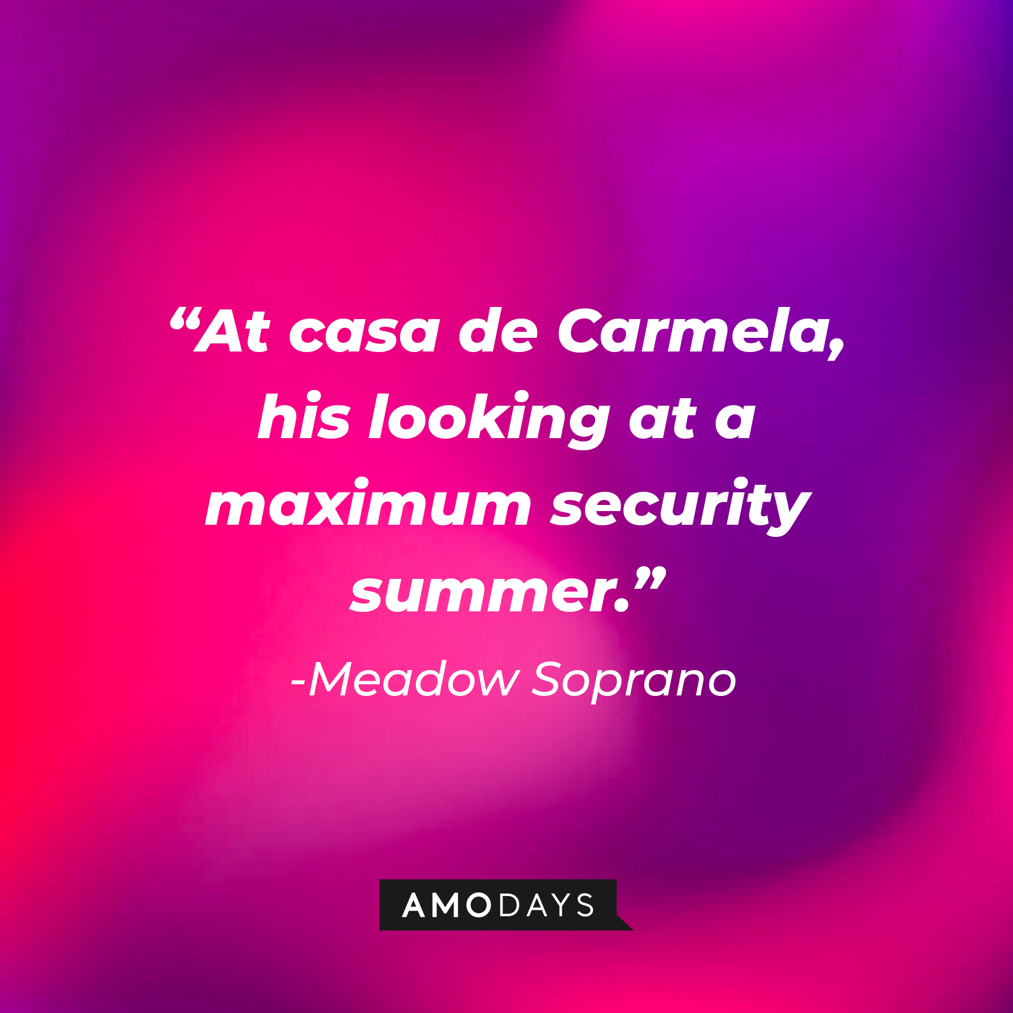 Meadow Soprano’s quote: “At casa de Carmela, his looking at a maximum security summer.” | Source: AmoDays