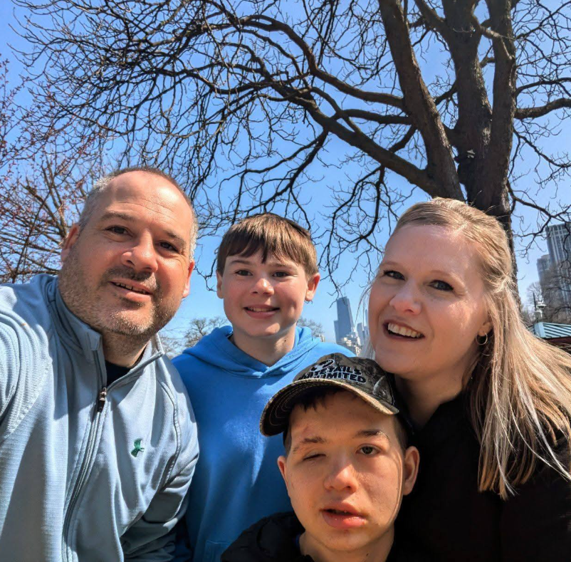 Nicole, Tyler, Grant, and Brett Jedwabny posing together in a post dated June 5, 2025 | Source: Facebook/TylerandNicole Jedwabny