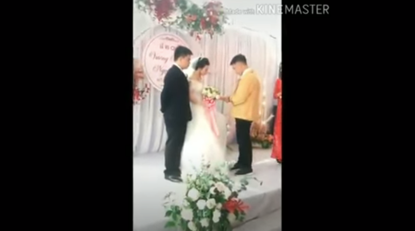 A bride, groom and bride's suspected ex-boyfriend | Source: Youtube.com/AJ Trend TV