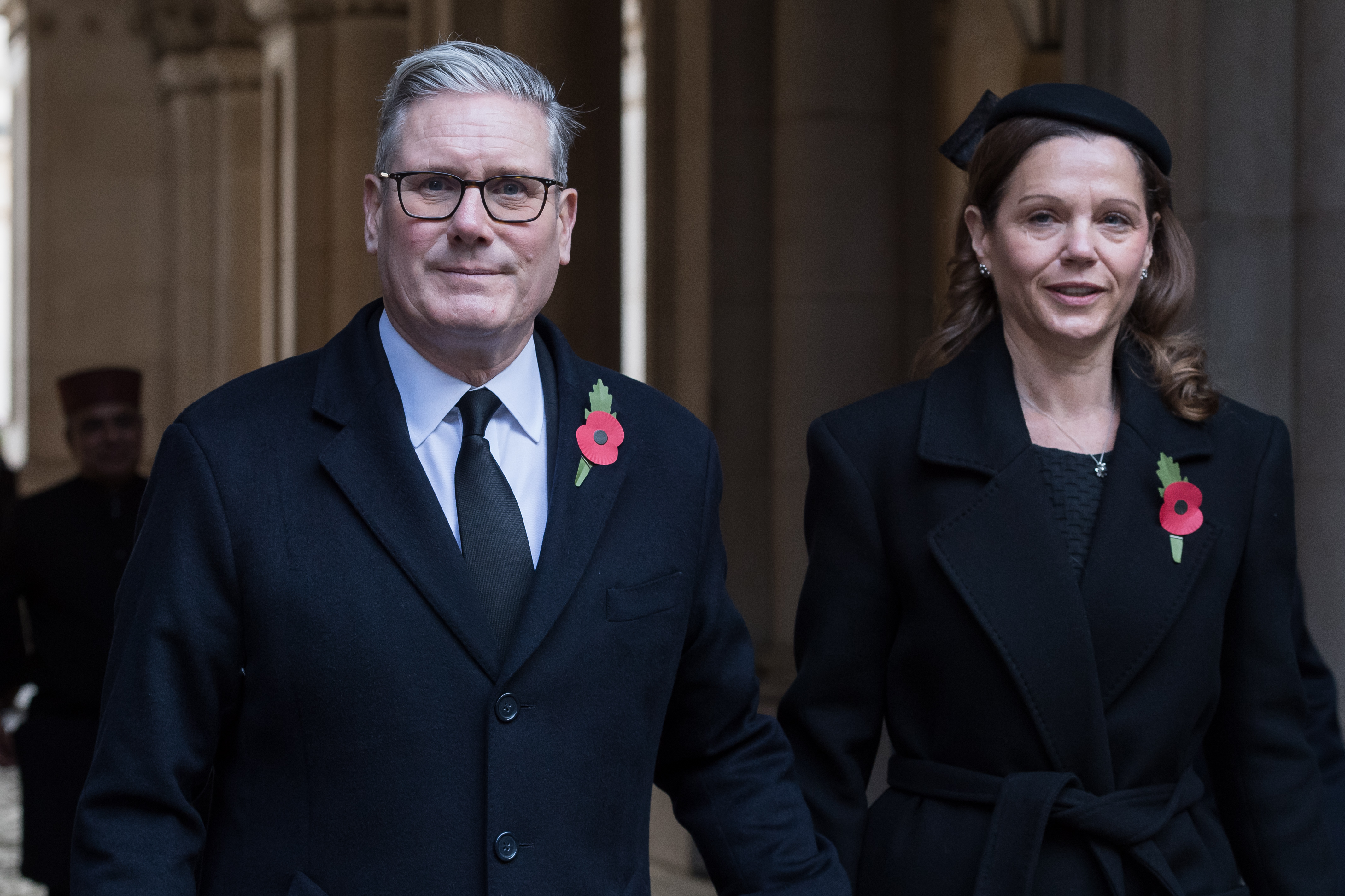 Prime Minister Sir Keir and Lady Victoria Starmer at the annual National Service of Remembrance on November 9, 2025, in London. | Source: Getty Images