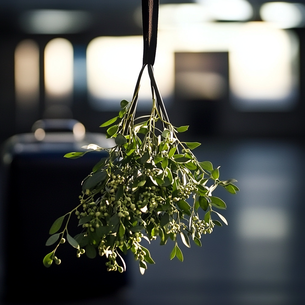 Mistletoe at the airport | Source: Midjourney