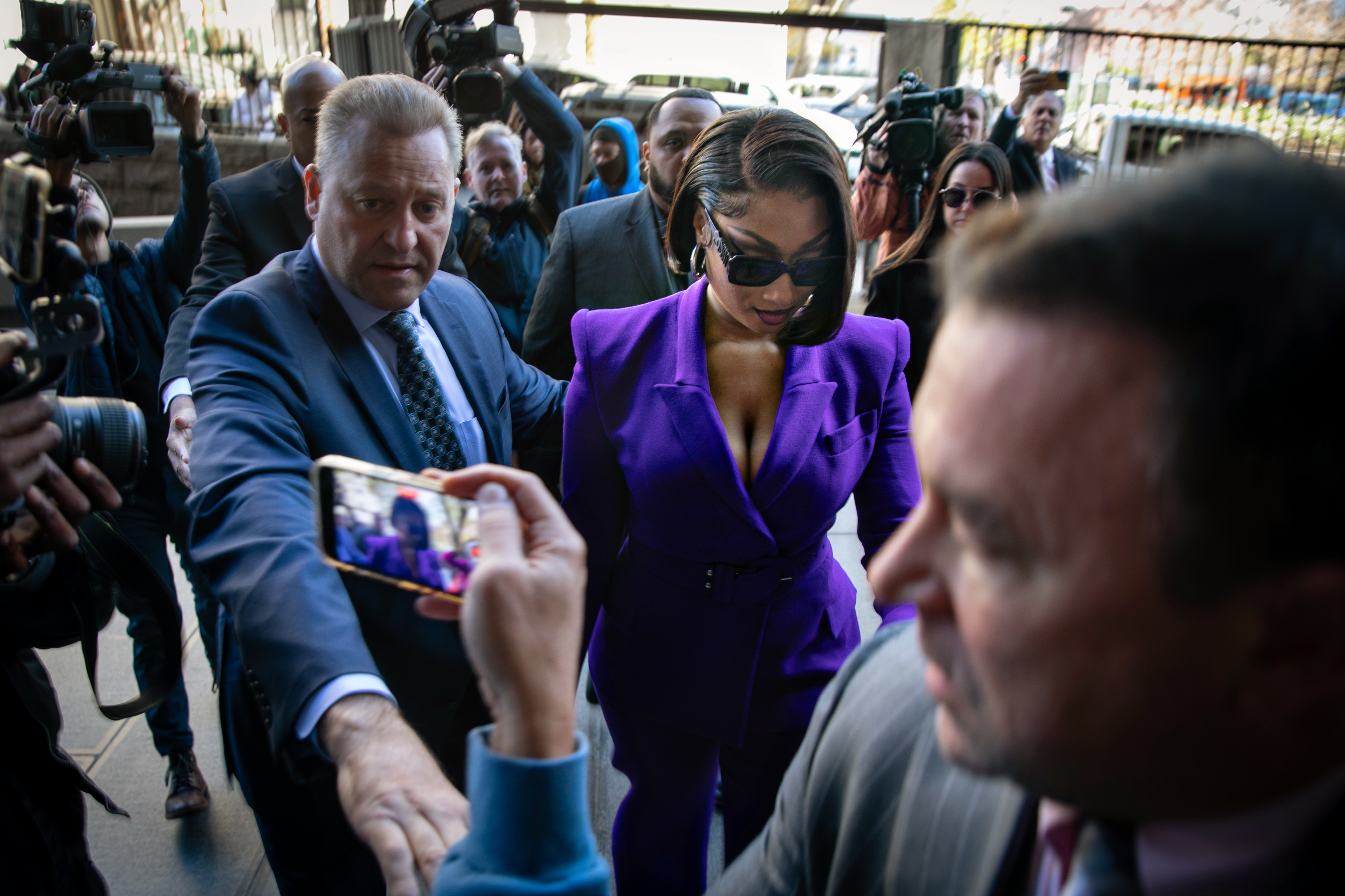 Megan Thee Stallion whose legal name is Megan Pete arrives at court to testify in the trial of Rapper Tory Lanez for allegedly shooting her on Tuesday, December 13, 2022 in Los Angeles, California. | Source: Getty Images