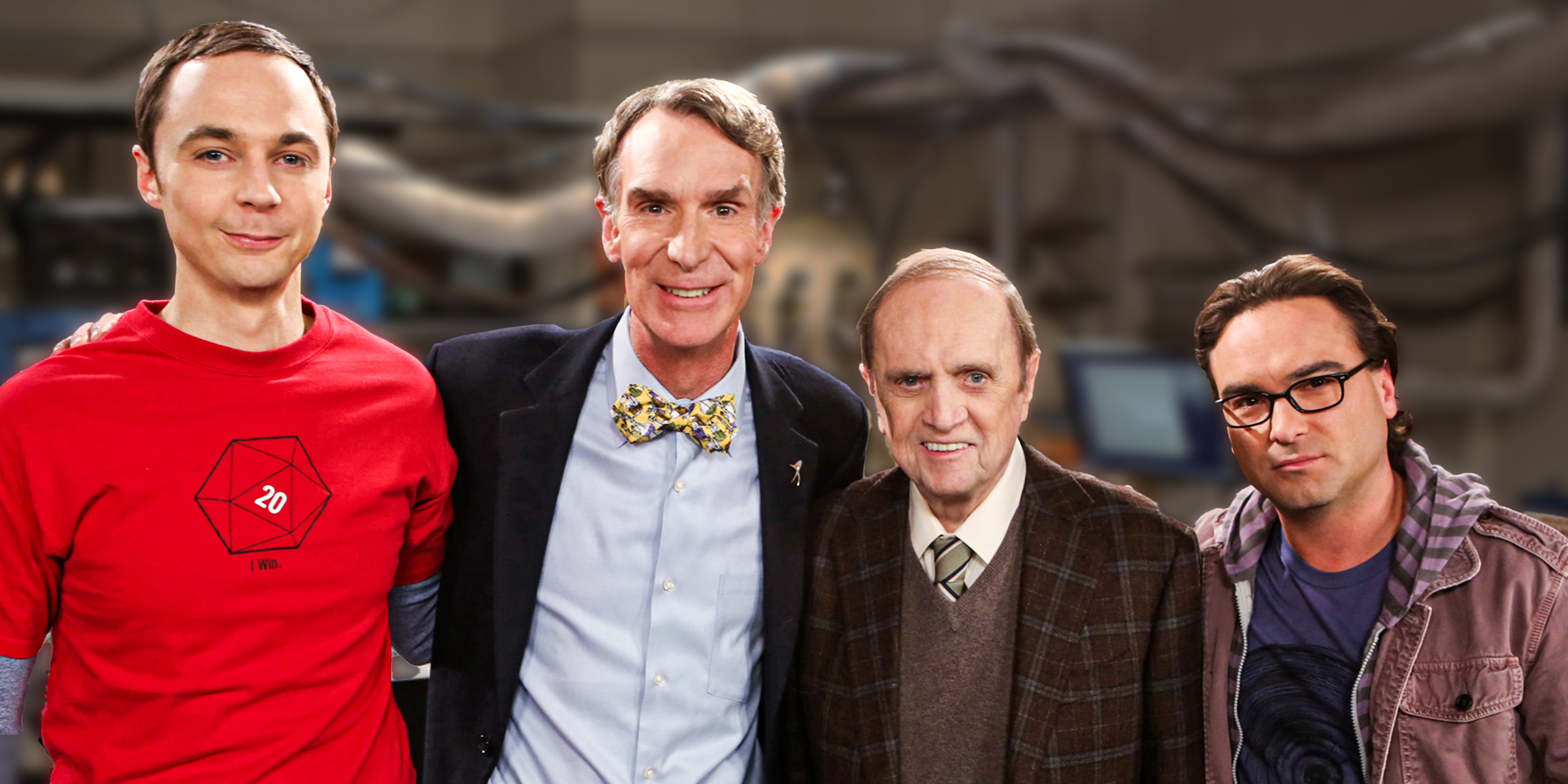 Jim Parsons, Bill Nye, Bob Newhart, and Johnny Galecki, 2013 | Source: Getty Images