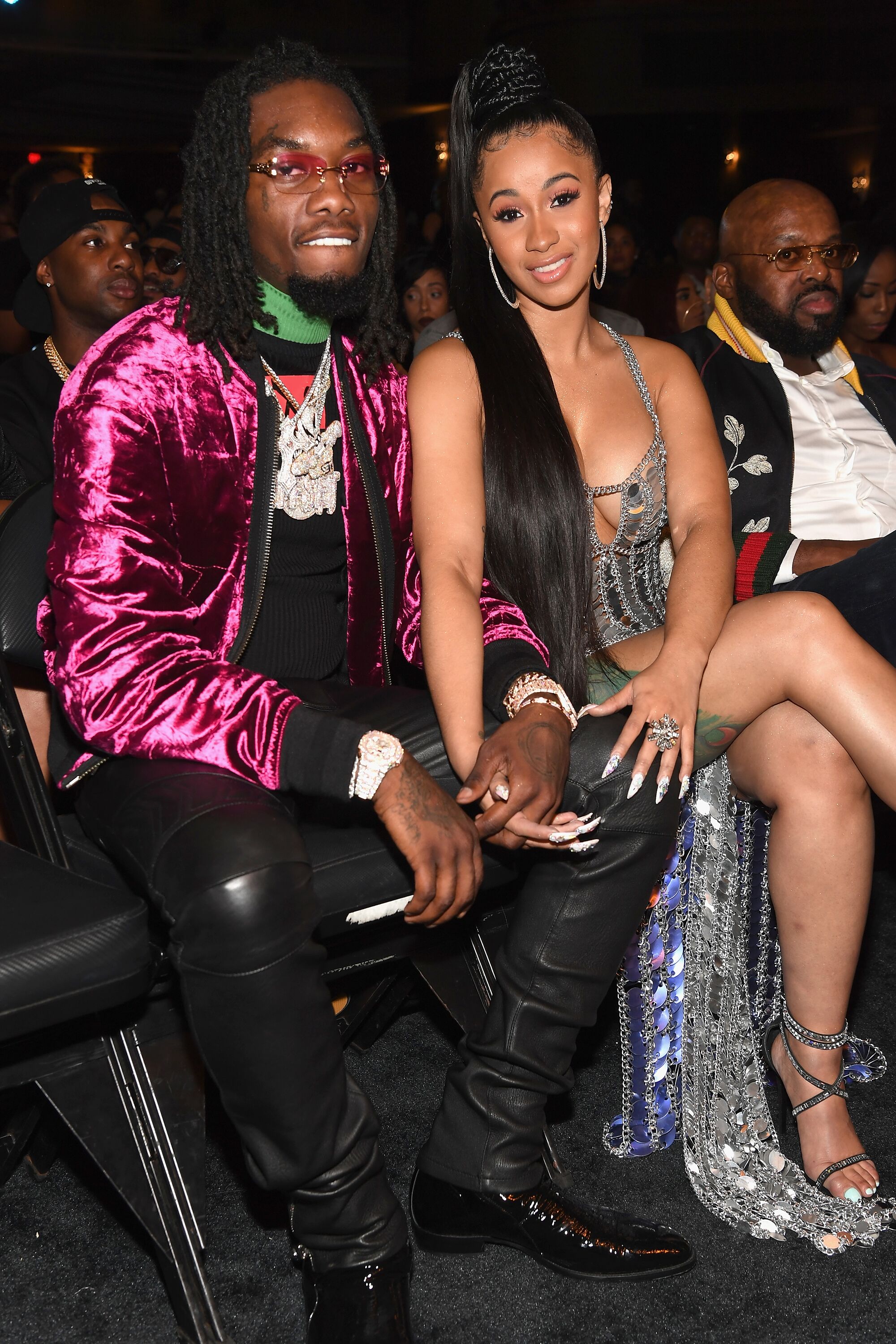 Cardi and Offset in matching sequined outfits during an awards night | Source: Getty Images/GlobalImagesUkraine