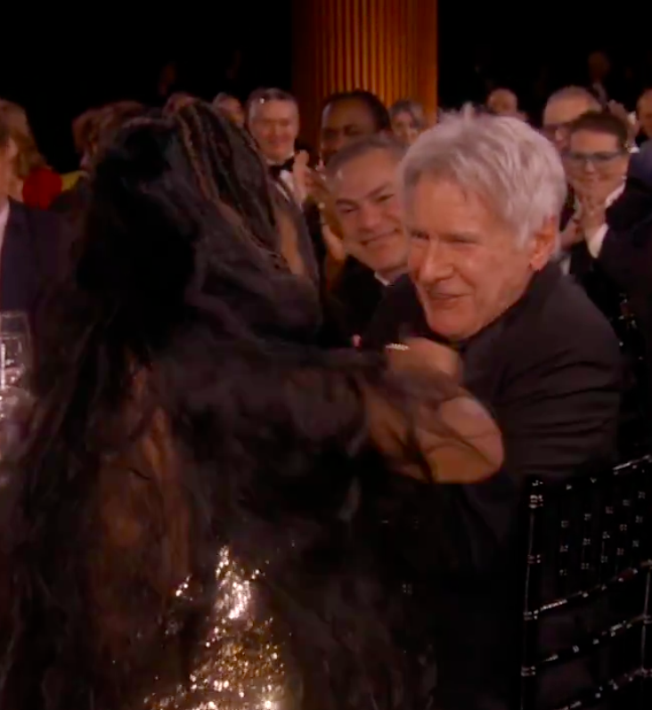 Jessica Williams playfully fighting with Harrison Ford. | Source: X/@netflix