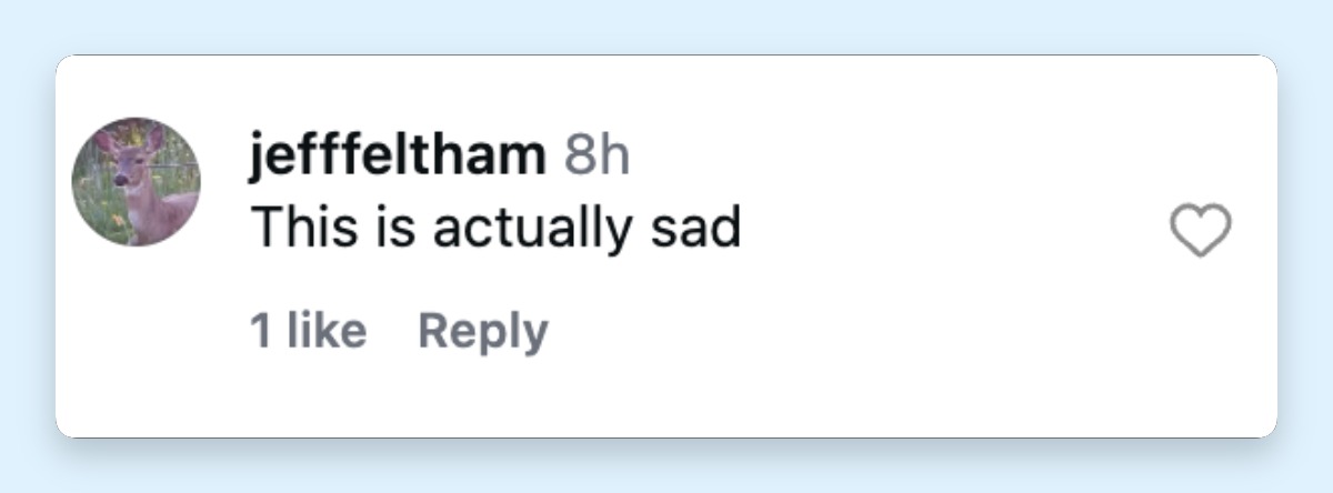 A netizen's reaction to seeing the bodycam footage of Tiger Woods' DUI arrest, posted on April 2, 2026. | Source: Instagram/pagesix