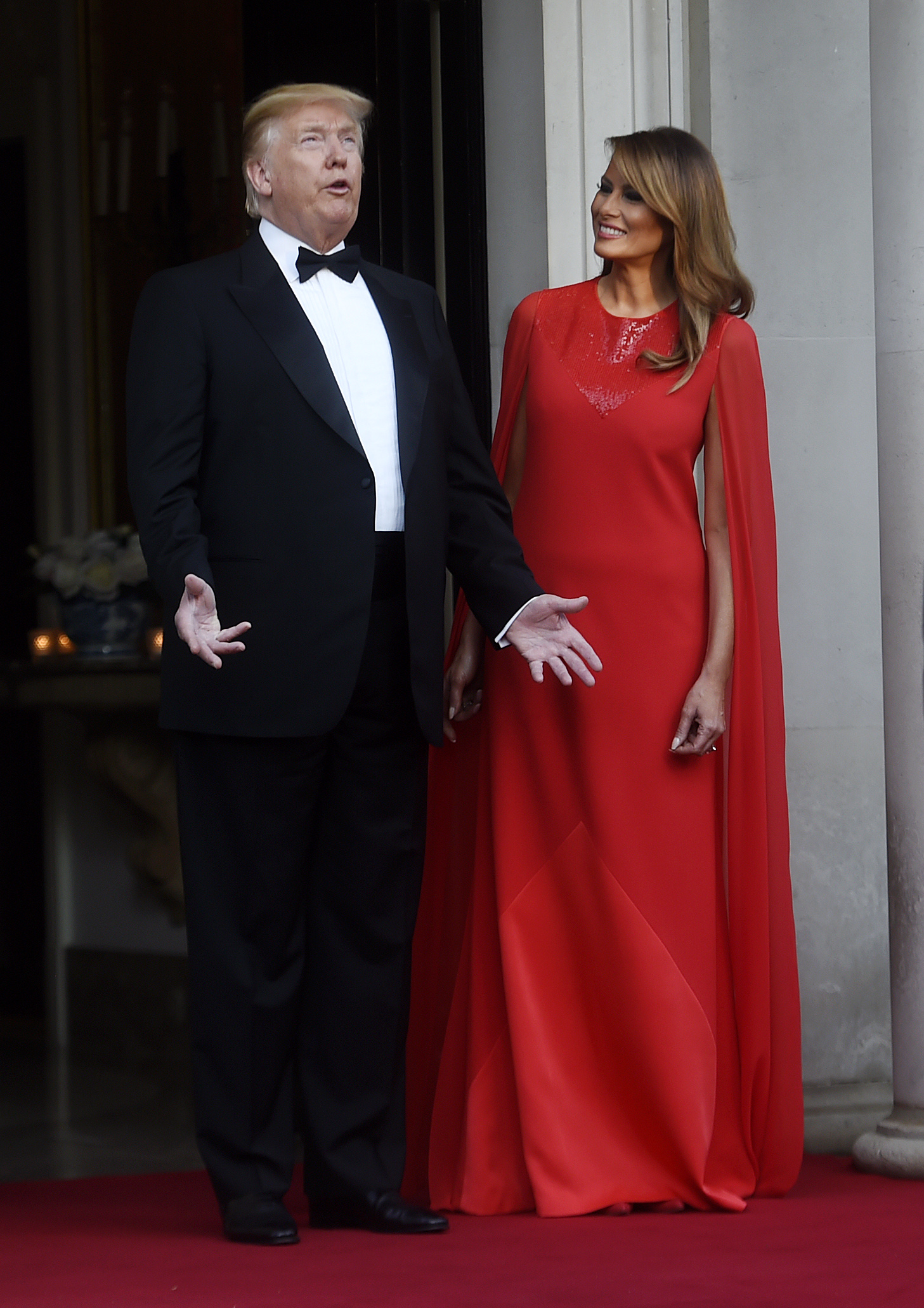 Donald and Melania Trump ahead of a dinner at Winfield House for Prince Charles, Prince of Wales, and Camilla, Duchess of Cornwall, during their state visit on June 4, 2019, in London, England. | Source: Getty Images