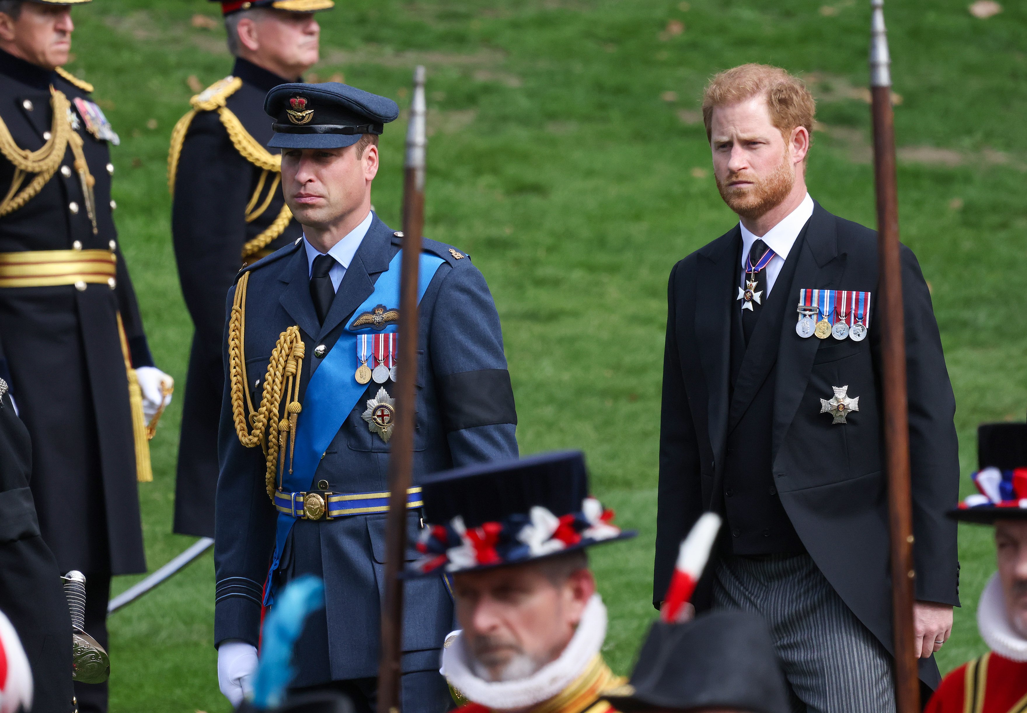 Prince William and Prince Harry and the Queen's state funeral in London 2022. | Source: Getty Images 