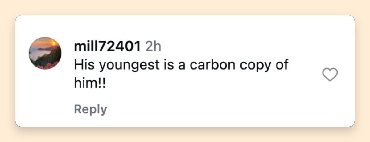 A netizen's comment about Noah Wyle and his family at his Hollywood Walk of Fame Ceremony on April 9, 2026 | Source: Instagram/people