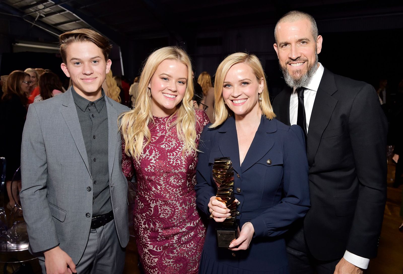 Deacon Reese Phillippe, Ava Elizabeth Phillippe, Reese Witherspoon, and Jim Toth at The Hollywood Reporter's Power 100 Women in Entertainment on December 11, 2019, in Hollywood, California | Photo: Stefanie Keenan/Getty Images