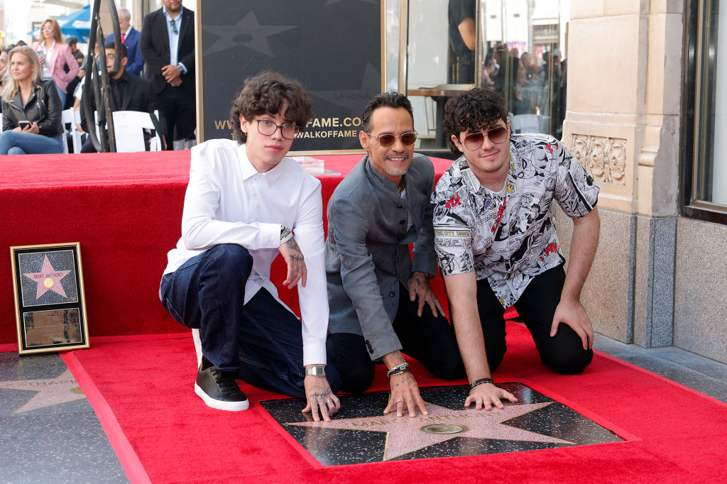 Ryan Adrian Muñiz, Marc Anthony and Cristian Marcus Muñiz attend the ceremony for Marc Anthony's star on the Hollywood Walk of Fame on September 7, 2023 in Hollywood, California | Source: Getty Images
