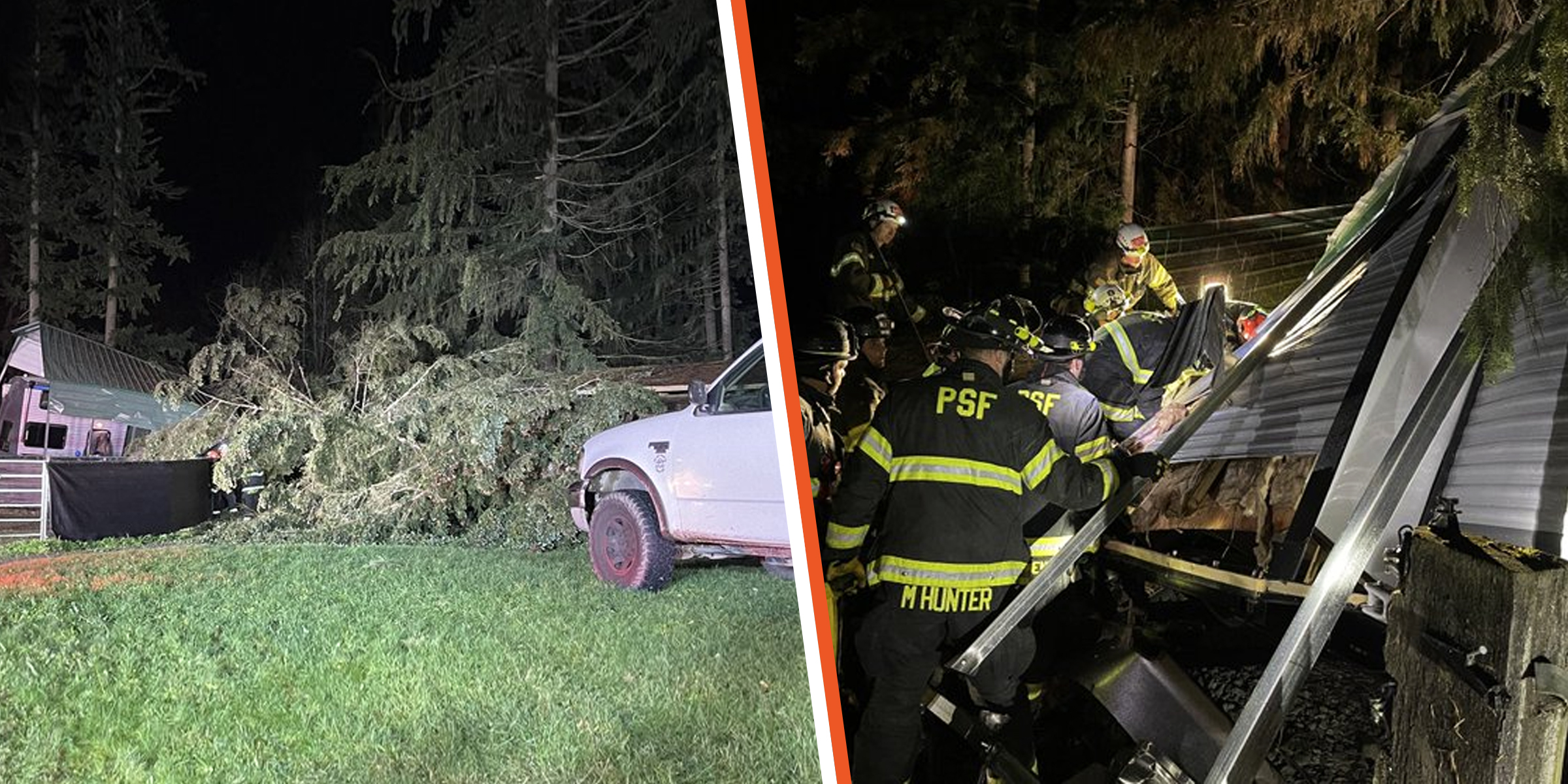 Destruction of property caused by the impacts of a bomb cyclone | Source: X/PugetSoundFire