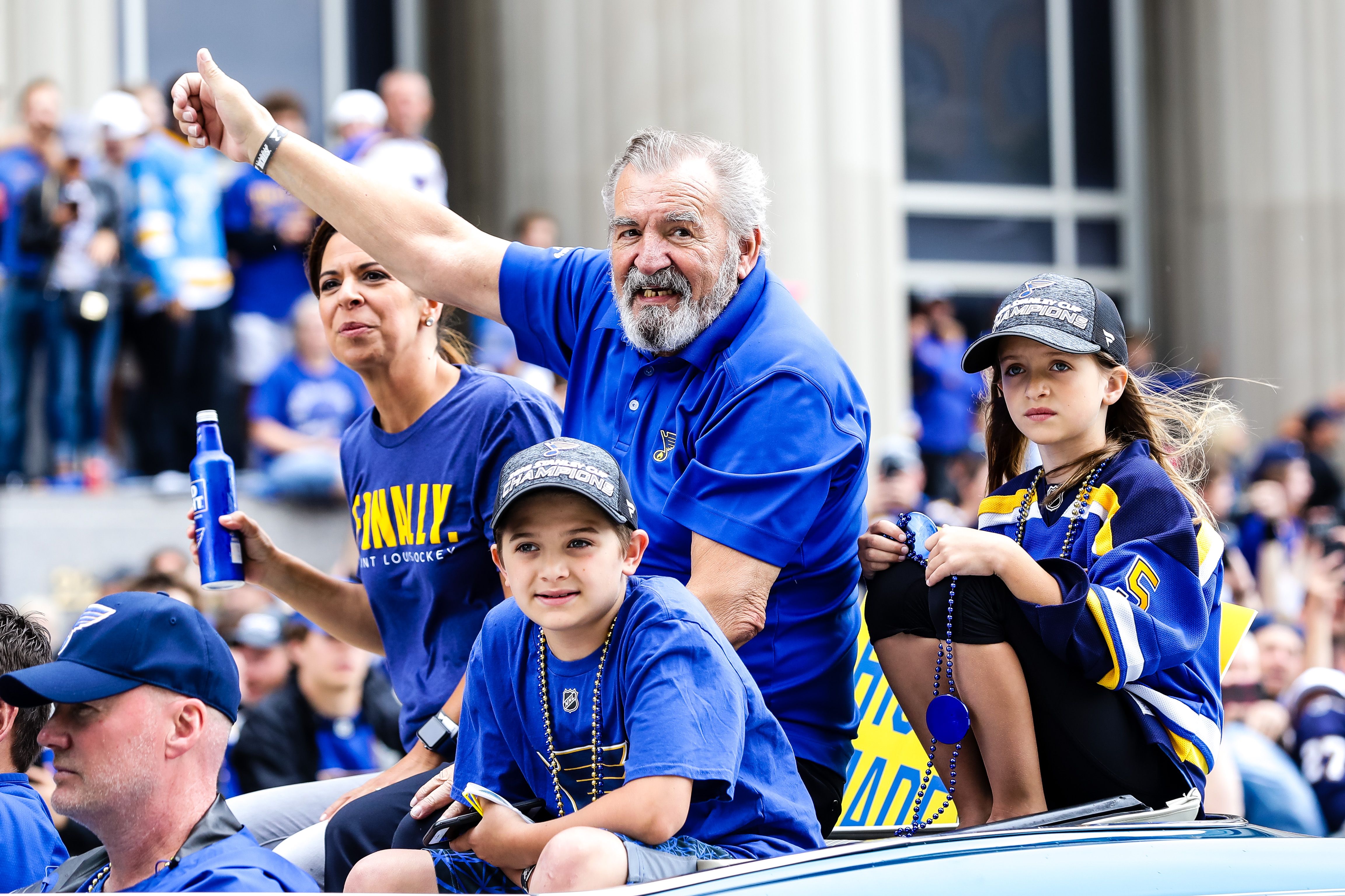 Bobby Plager cheering during the St. Louis Blues Victory Parade on June 15, 2019 | Getty Images