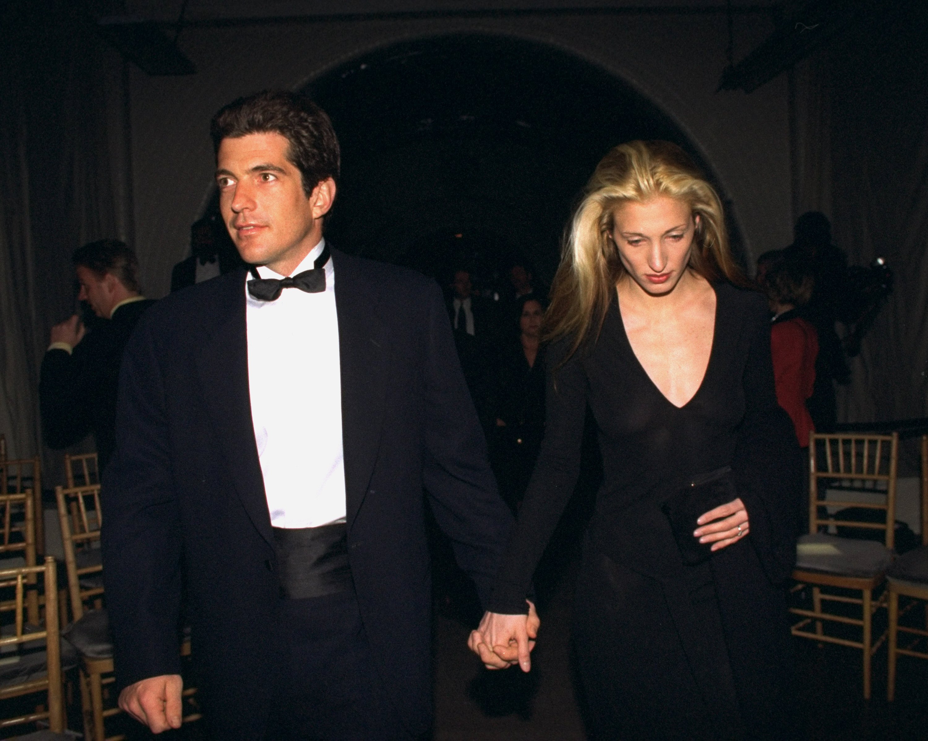 John F. Kennedy Jr. with his girlfriend Carolyn Bessette, a Calvin Klein publicist at Municipal Art Society of New York Benefit at the 69th Regiment Armory. / Source: Getty Images