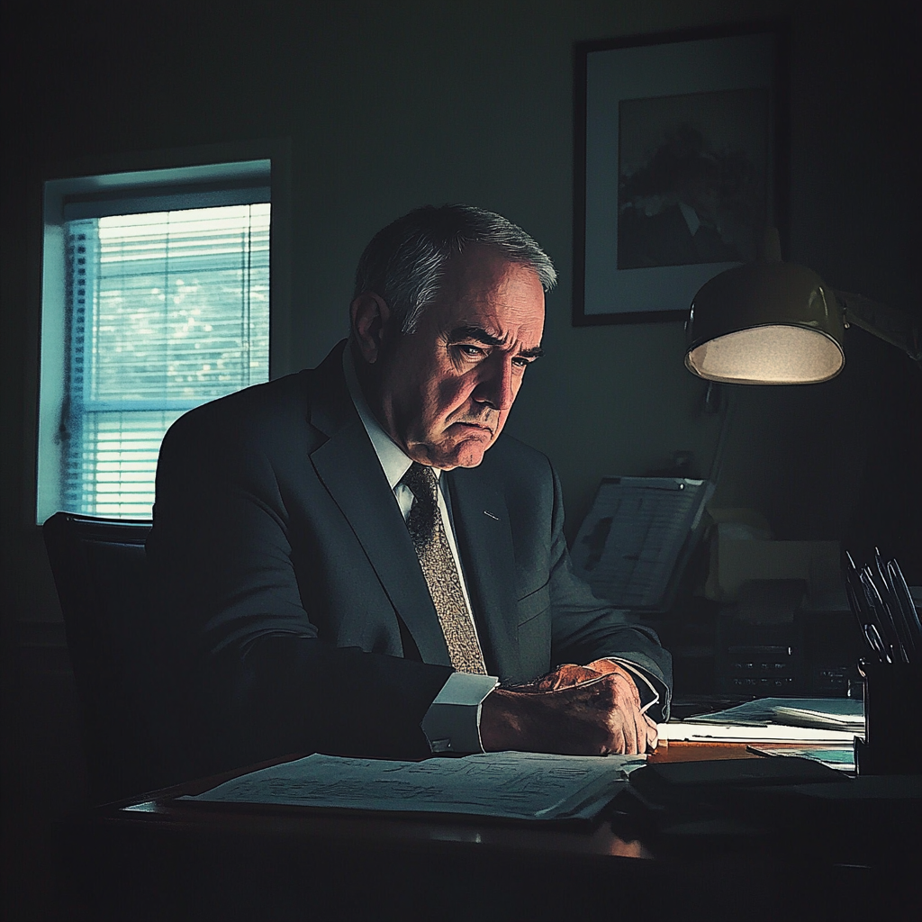 A man sitting at his desk | Source: Midjourney