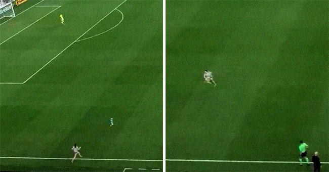 A toddler runs onto a soccer field during the game and his mother chases after him | Photo: Twitter/MLS