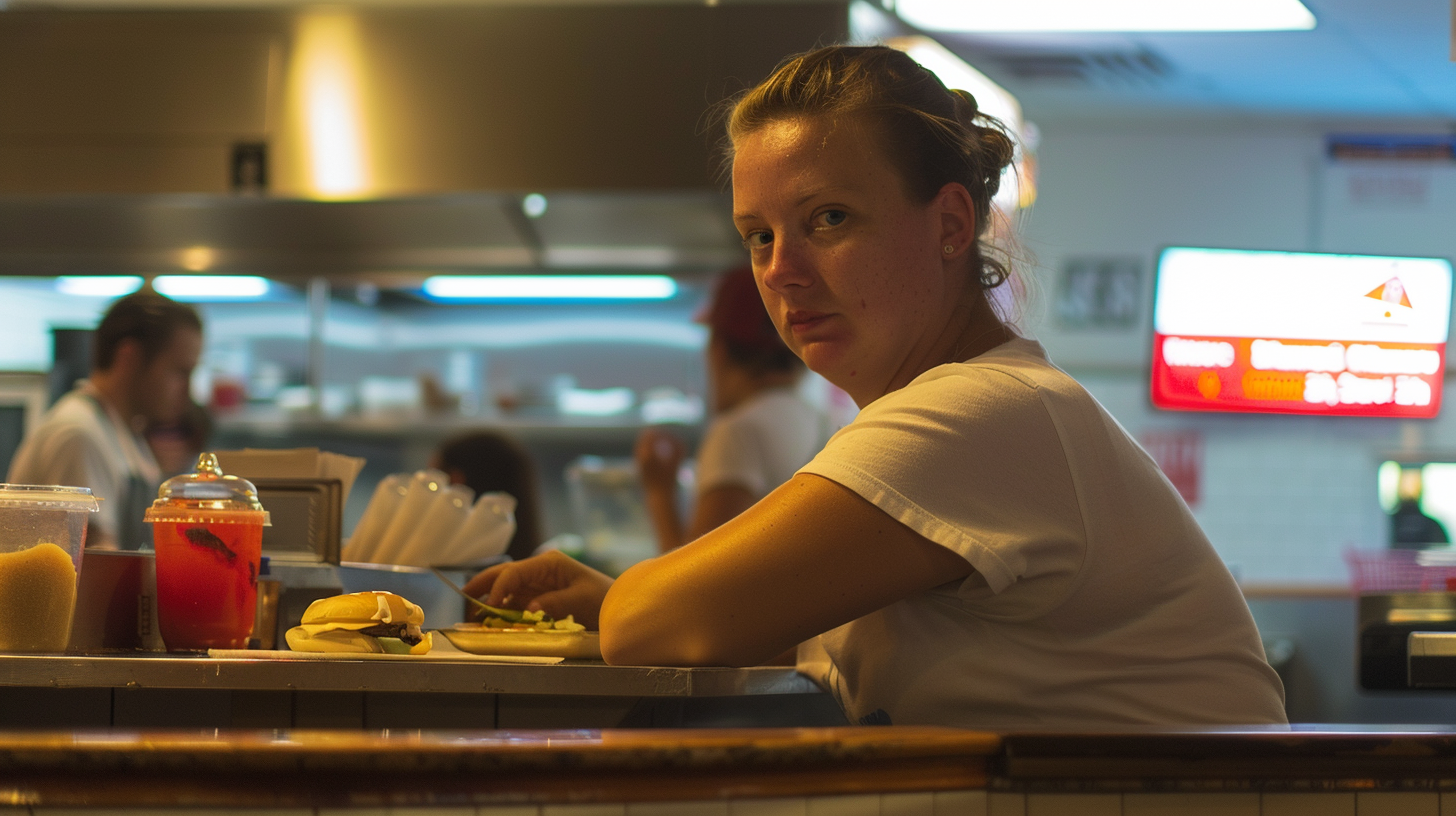 Woman at a restaurant | Source: Midjourney