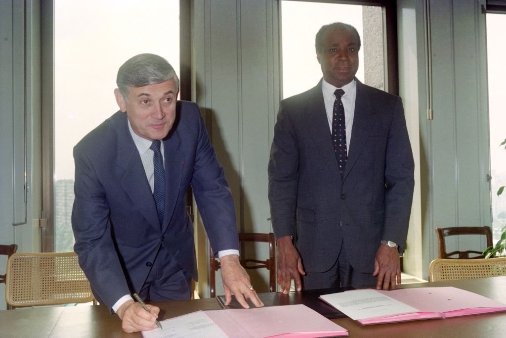 Jacques Saint-Cricq et Roger Bambuck en 1989. | Source : Getty Images
