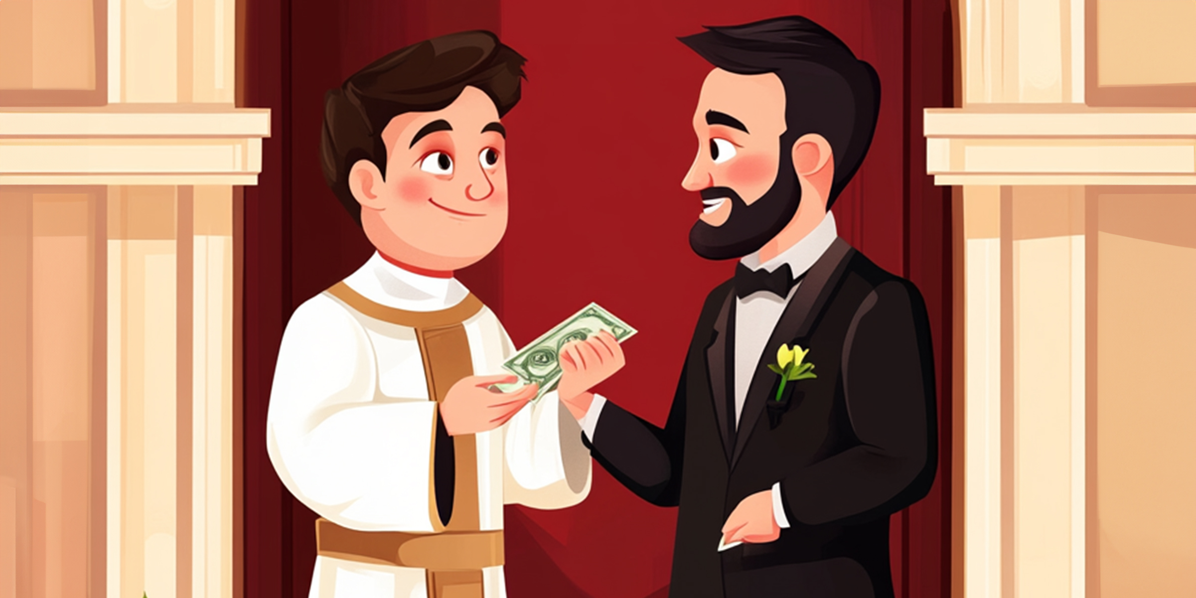 Groom giving money to a priest | Source: Amomama