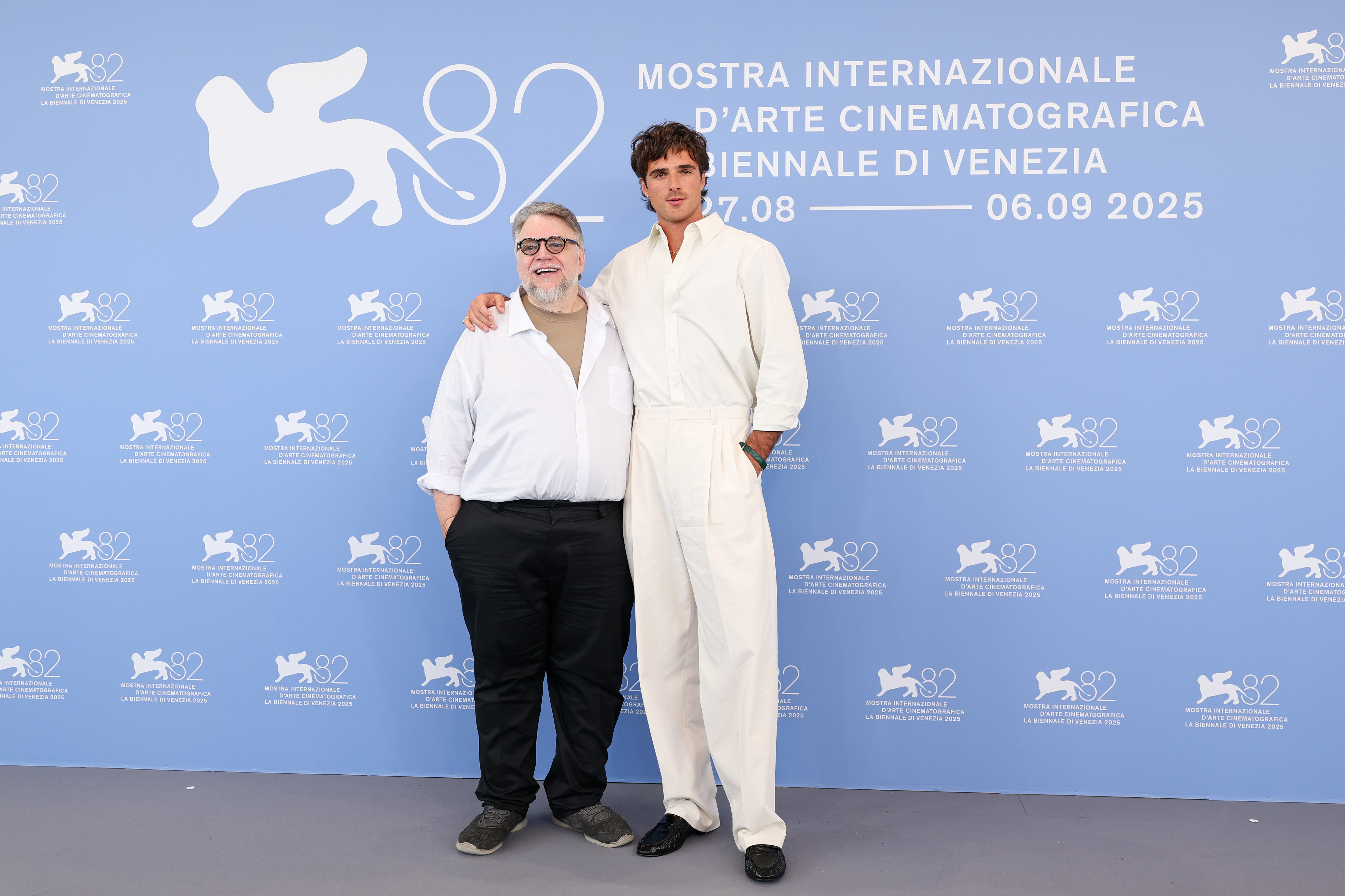 Guillermo del Toro and Jacob Elordi attend the "Frankenstein" photocall during the 82nd Venice International Film Festival in Italy on August 30, 2025 | Source: Getty Images