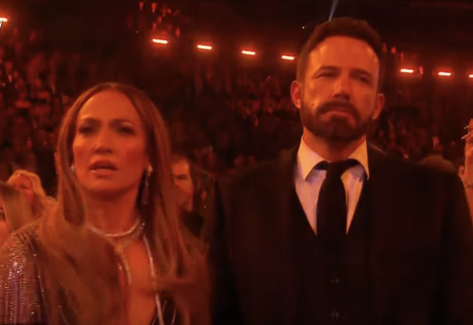 Jennifer Lopez and Ben Affleck at the 2023 Grammys, dated February 8, 2023 | Source: YouTube/@EntertainmentTonight