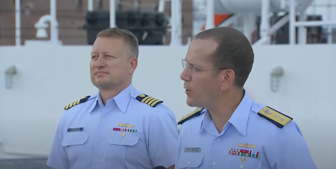 Jason Neubauer and Rear Admiral John Mauger, hold a news conference to bring closure to the search and rescue mission of the Titan submersible on June 25, 2024 | Source: Youtube/Sky News