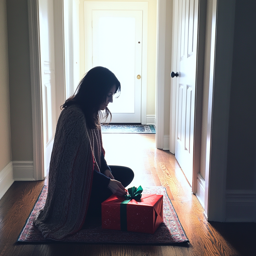 A woman opening a present | Source: Midjourney