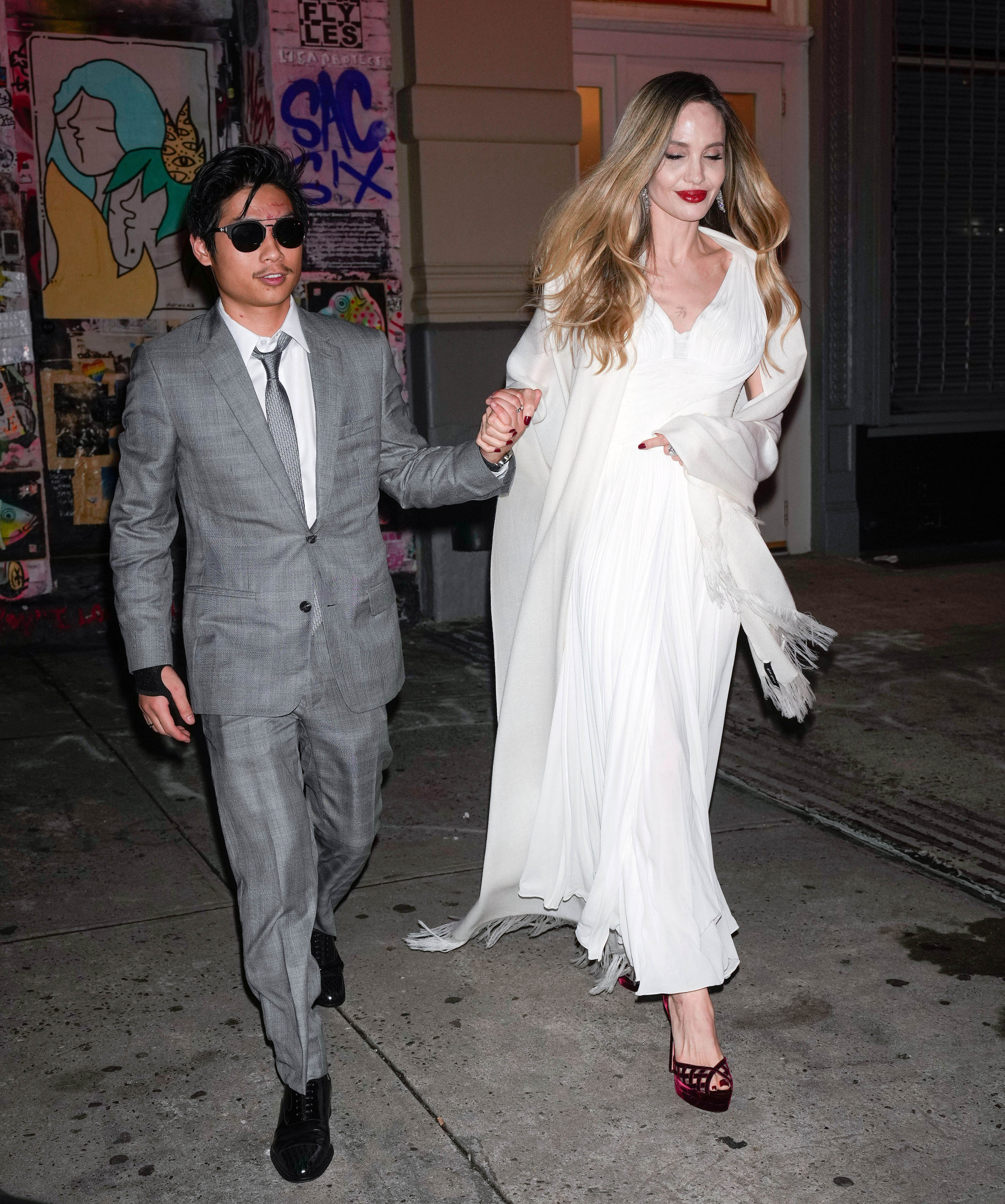 Pax Jolie-Pitt and Angelina Jolie seen on September 29, 2024, in New York. | Source: Getty Images