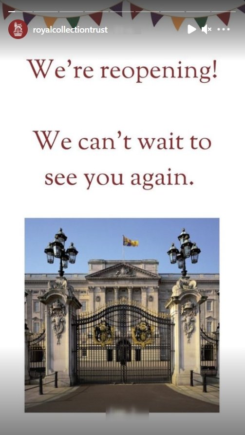 A screenshot of the Royal Collection Trust's announcement on Instagram Stories | Photo: Instagram.com/royalcollectiontrust