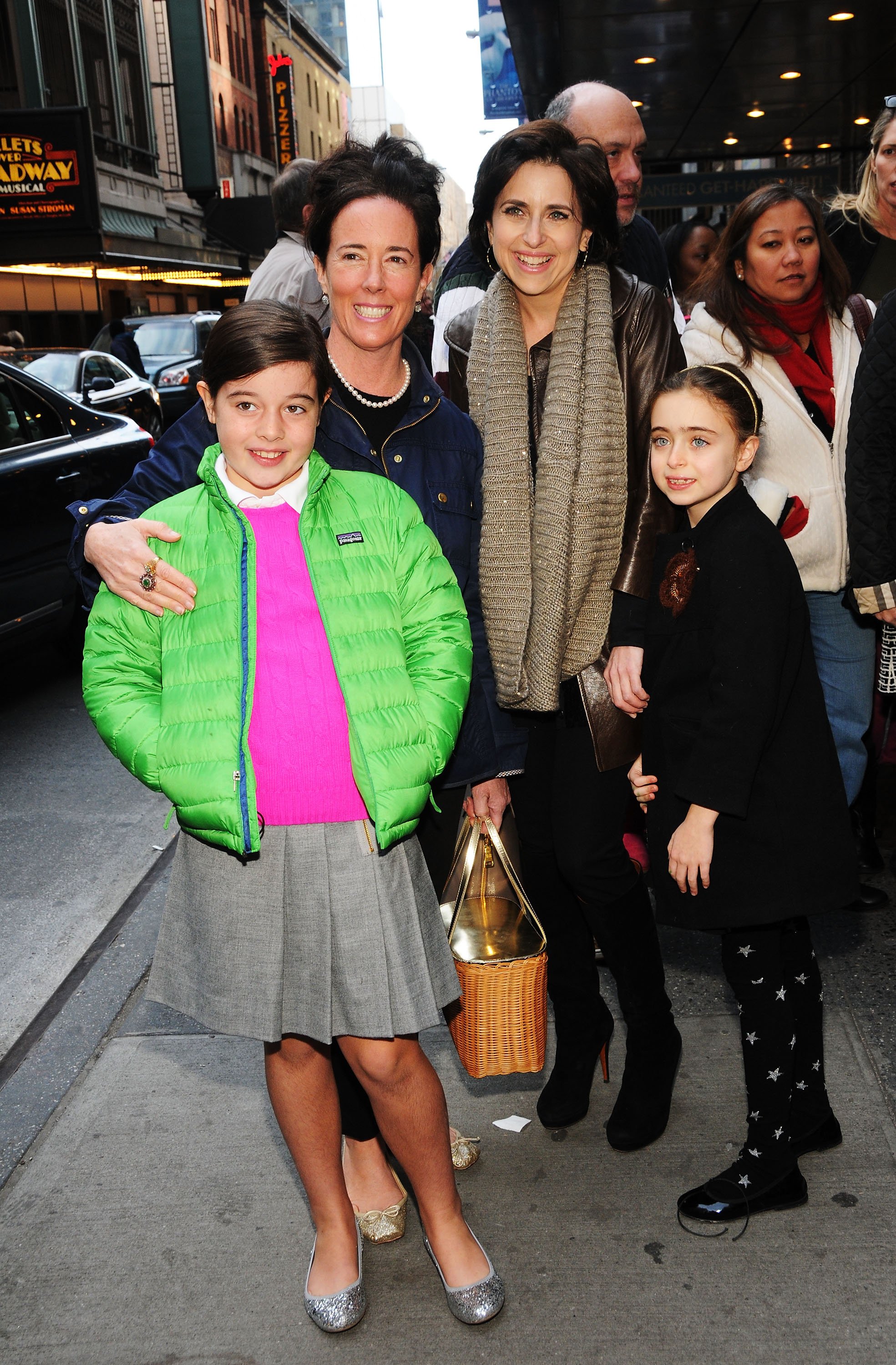 Designer Kate Spade with daughter Beatrix Spade  and Darcy Miller with her daughter Daisy Nussabaum at the 5,000 performance celebration of "Mamma Mia!" on Broadway at Broadhurst Theatre on November 9, 2013 in New York City. | Source: Getty Images