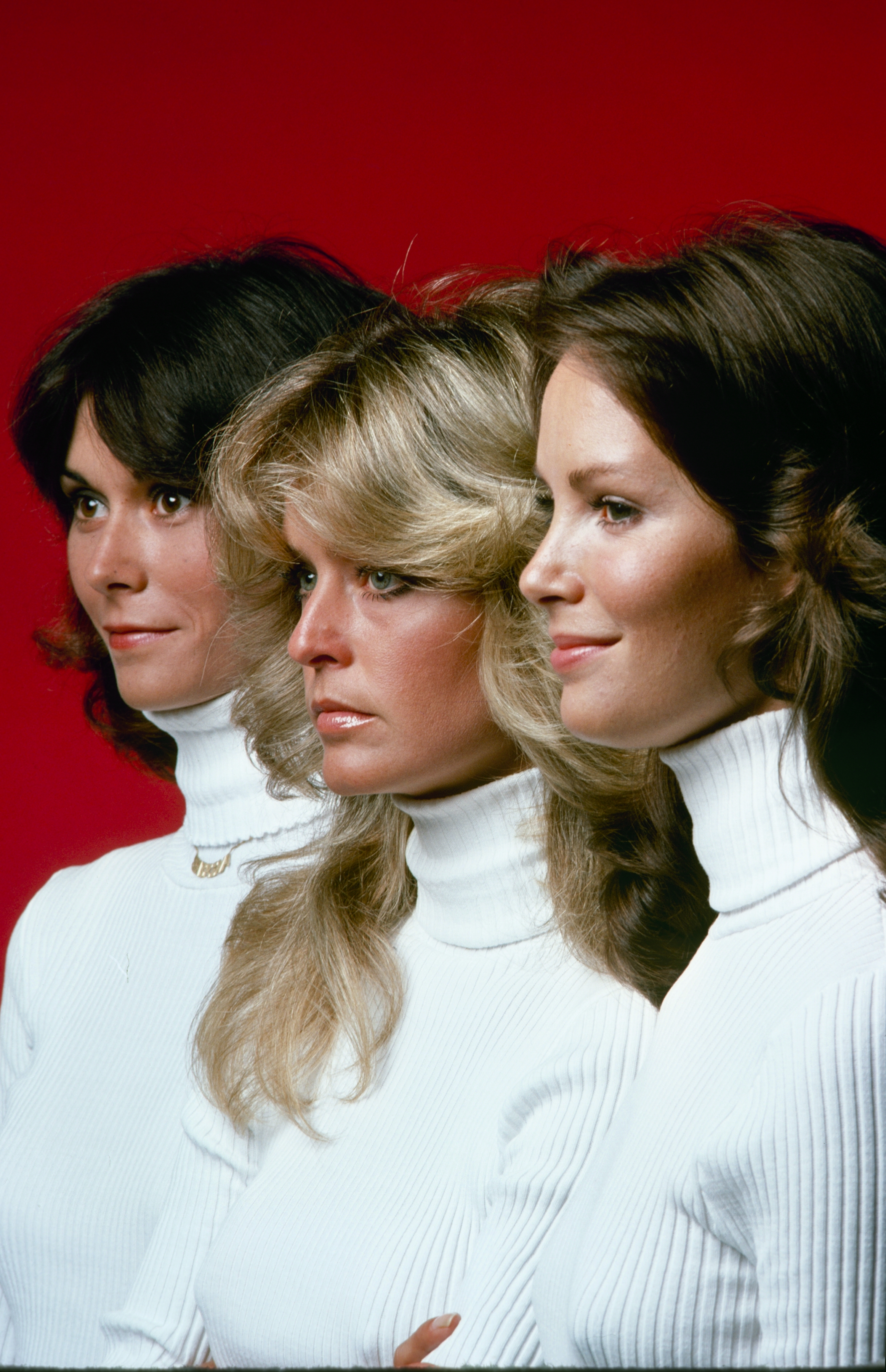 Kate Jsckson, Farrah Fawcett, and Jacyln Smith in 1976 | Source: Getty Images