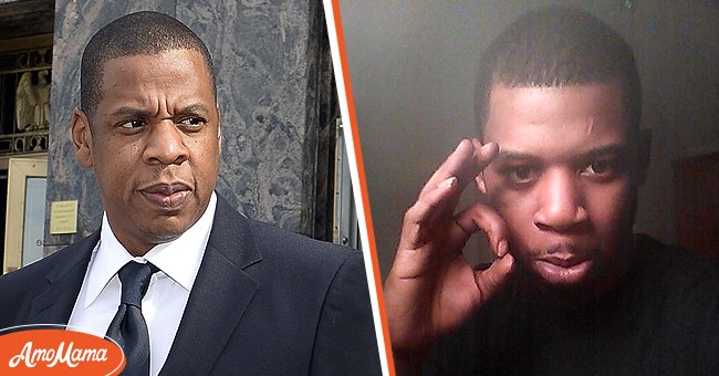 [Left] Jay Z departs United States District Court after testifying in a copyright lawsuit on October 14, 2015 in Los Angeles, California; [Right] Picture of rapper, Rymir Satterthwaite | Source: Getty Images