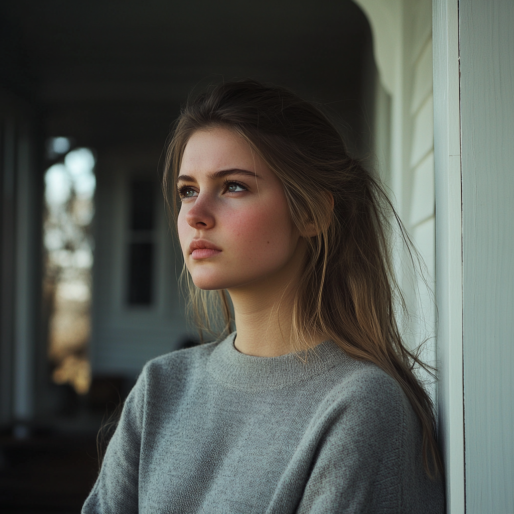 Een verdachte vrouw op haar veranda | Bron: Midjourney