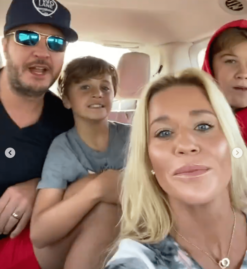 Luke Bryan, Tatum Christopher Bryan, Thomas Boyer Bryan, Caroline Boyer on their way to LeClaire Bryan, 2022 | Source: instagram.com/linabryan3/