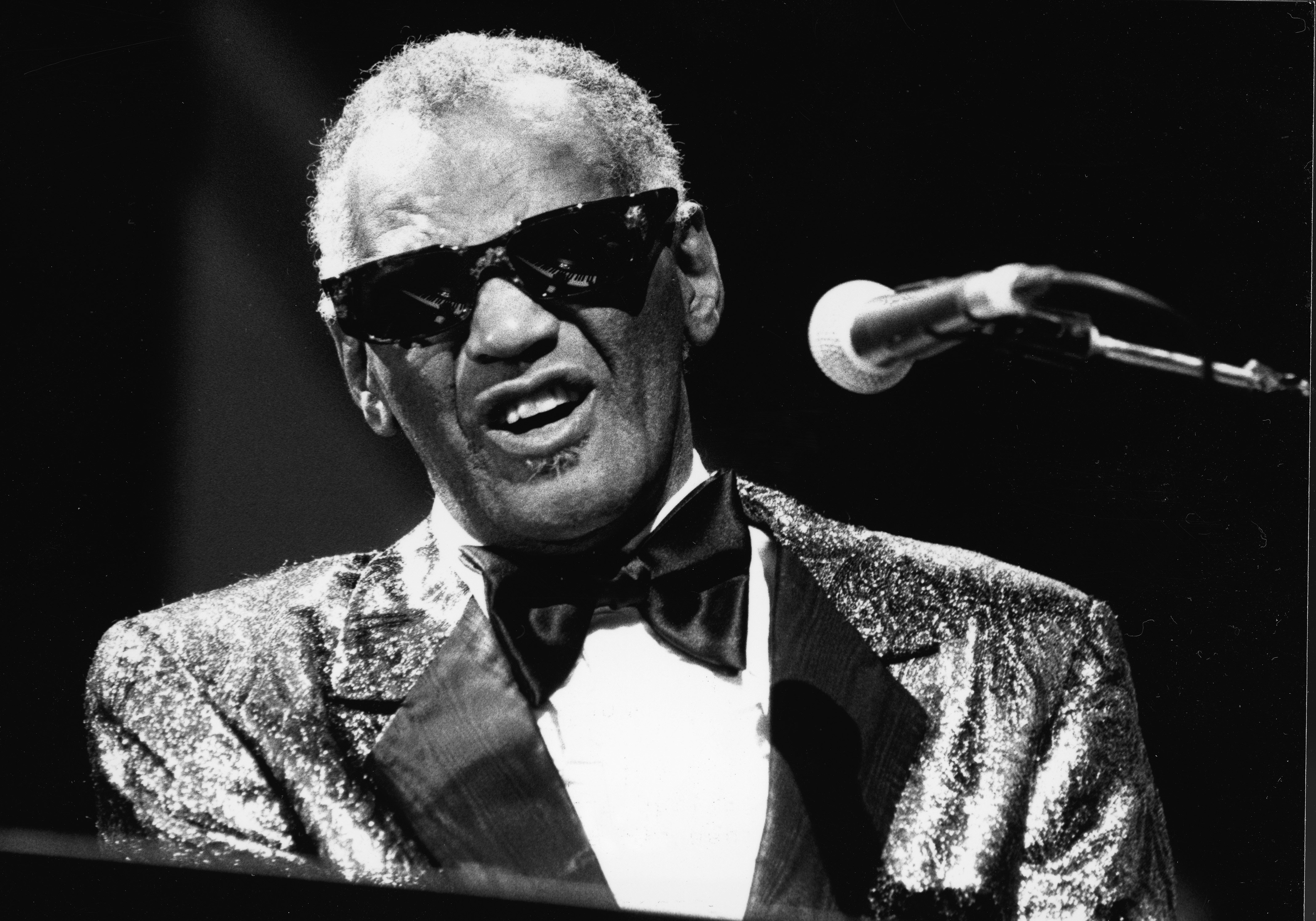 American singer, pianist and songwriter Ray Charles performs in concert, 1980s. | Photo by Hulton Archive/Getty Images