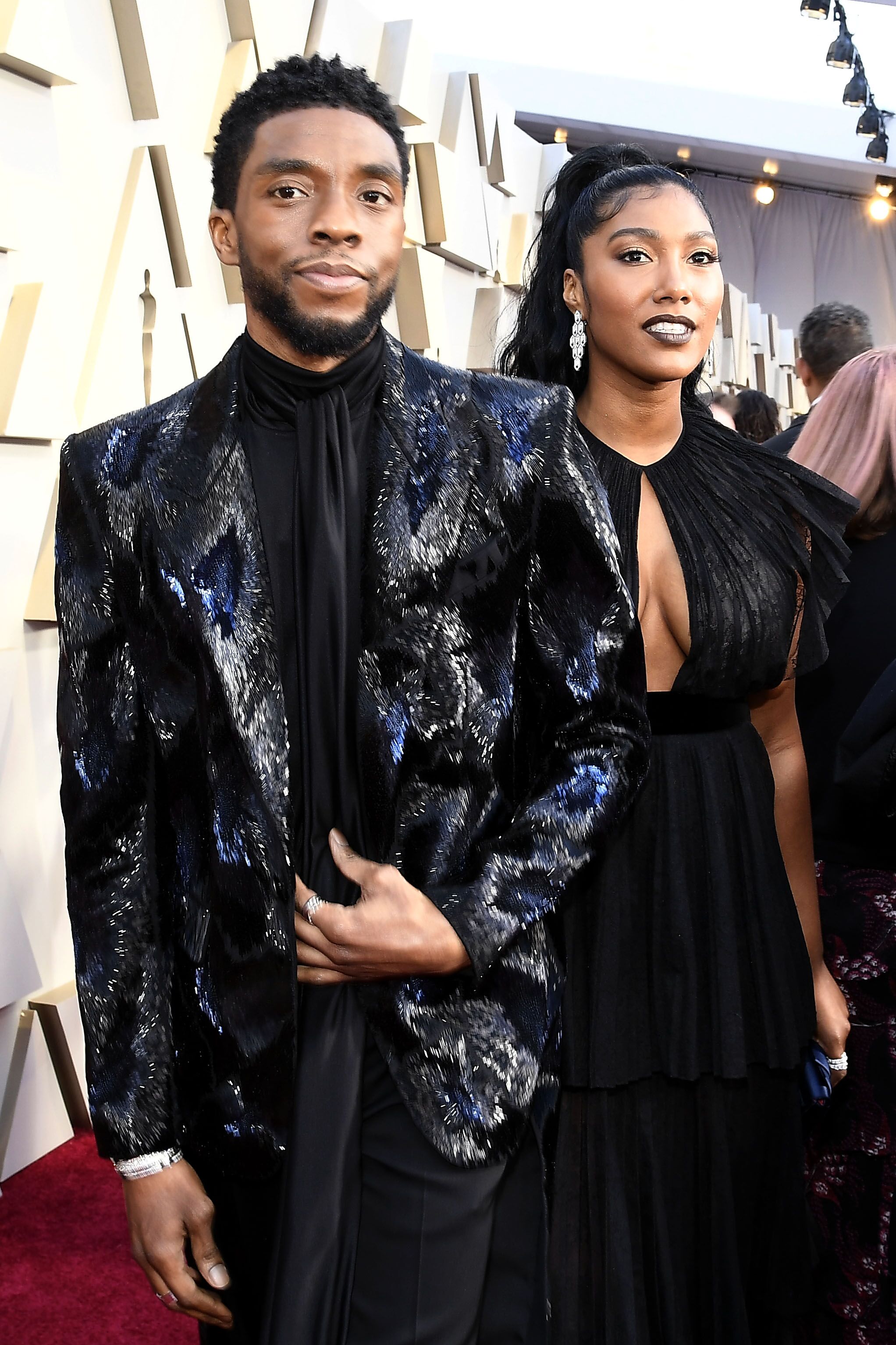 Chadwick Boseman and Taylor Simone Ledward attend the Academy Awards | Source: Getty Images/GlobalImagesUkraine