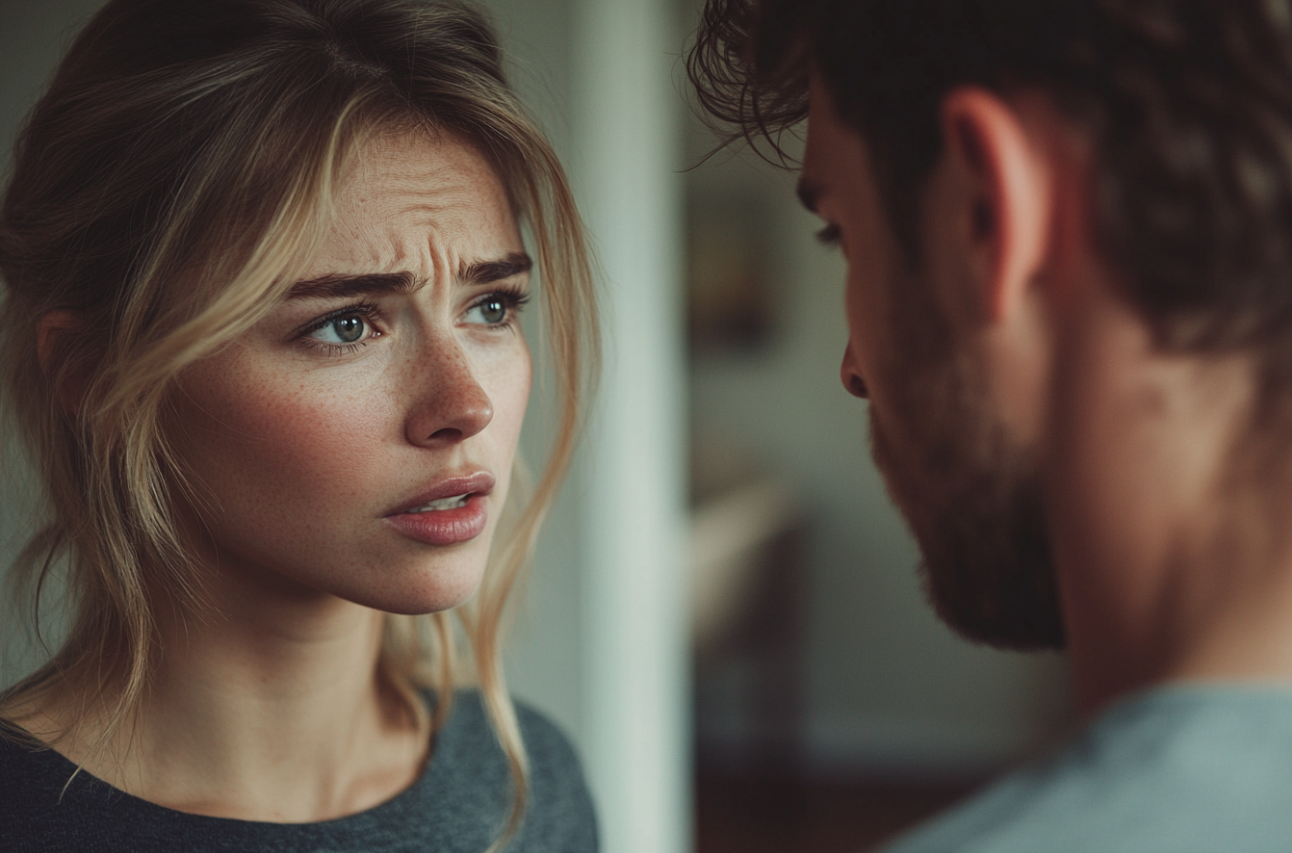 A couple having an emotional conversation | Source: Midjourney