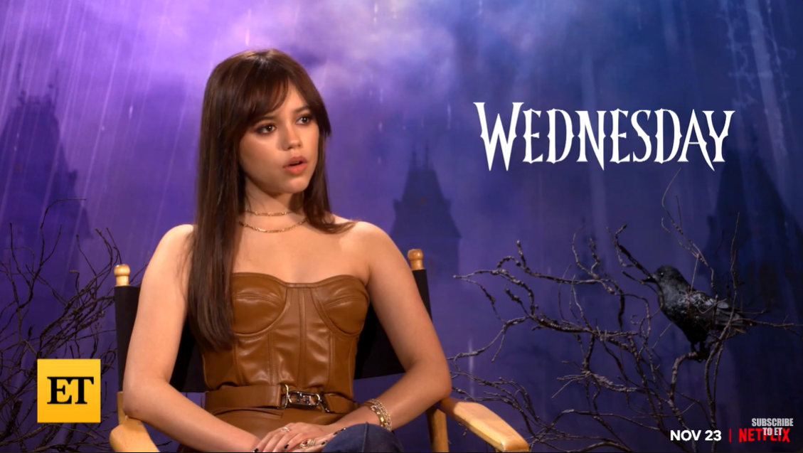 A screenshot of Jenna Ortega discussing her desire for her character Wednesday Addams to have a darker persona. | Source: YouTube/EntertainmentTonight