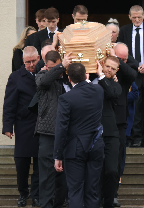 Marie Keane's coffin being carried at the Church of the Resurrection on 31 March 2026 in Cork, Ireland. | Source: Getty Images