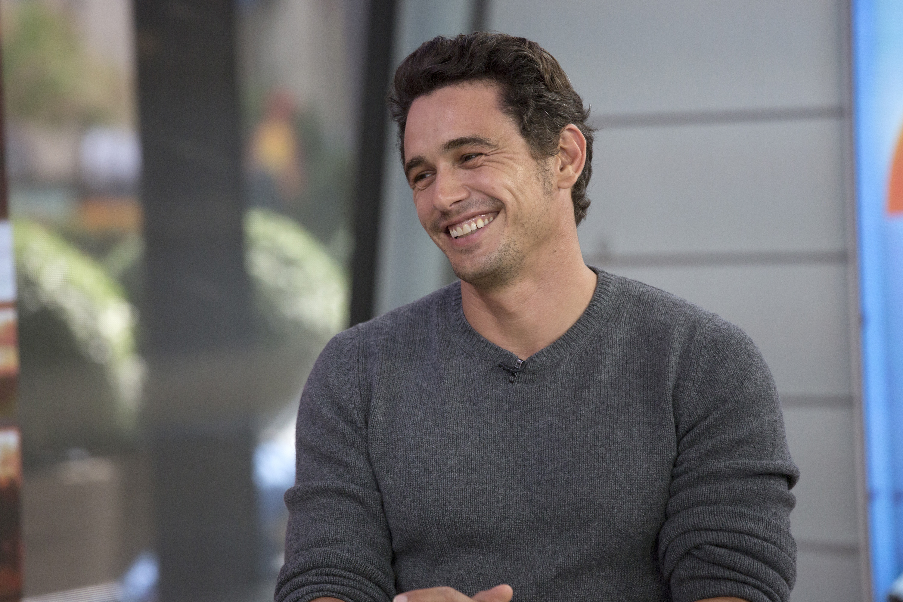 James Franco appears on the "Today" show wearing a gray sweater and a warm smile. His relaxed demeanor during the interview reflected his ease in both light-hearted and serious conversations.